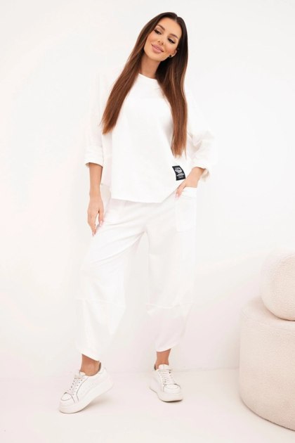 Komplet bawełniany bluza + spodnie ecru