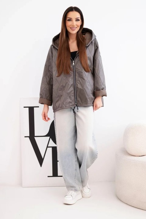 Kurtka damska wiosenna pikowana z kapturem i zamkiem fango