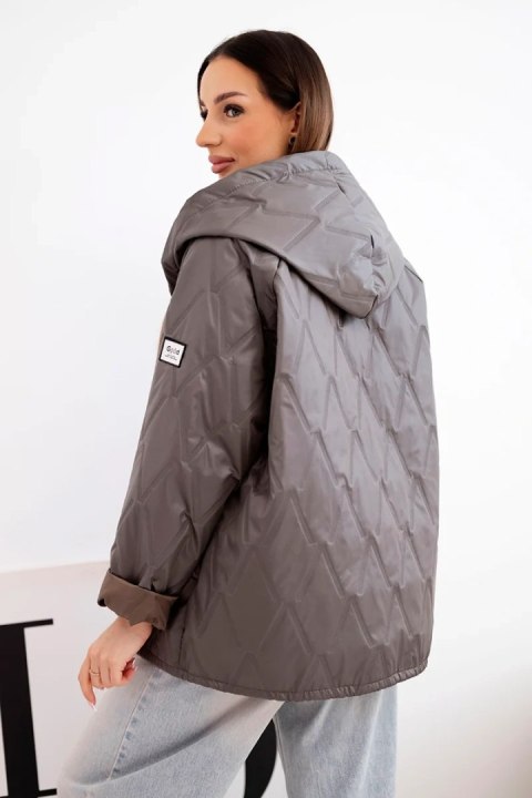 Kurtka damska wiosenna pikowana z kapturem i zamkiem fango