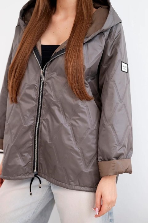 Kurtka damska wiosenna pikowana z kapturem i zamkiem fango