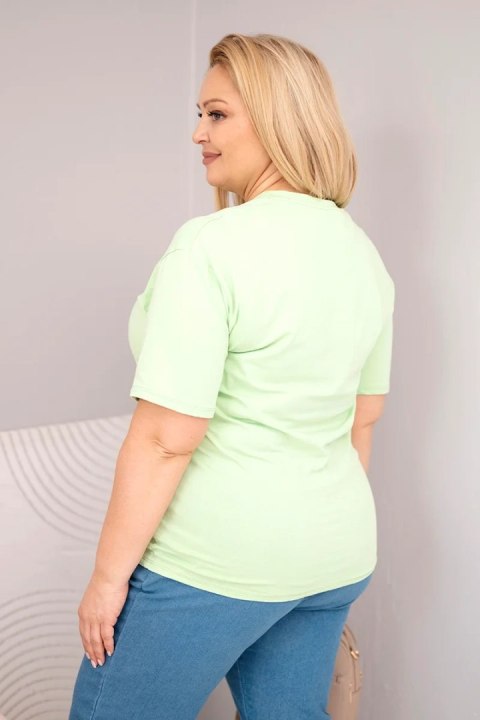 Bluzka damska bawełniana Plus Size z krótkim rękawem basic jabłkowa
