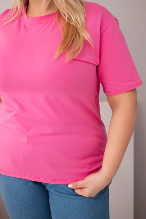 Bluzka damska bawełniana Plus Size z krótkim rękawem basic różowa