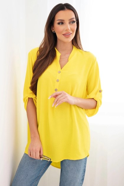 Bluzka z dłuższym tyłem ciemno żółta