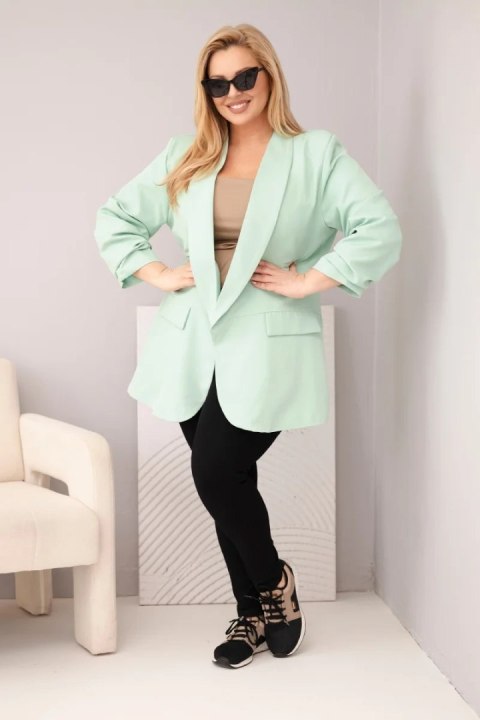 Marynarka damska Plus Size elegancka miętowa
