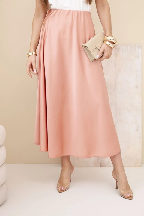 Spódnica damska wiskozowa rozkloszowana ciemno morelowa