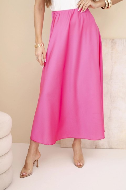 Spódnica damska wiskozowa rozkloszowana różowa