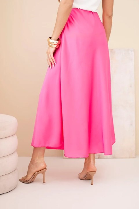 Spódnica damska wiskozowa rozkloszowana różowa