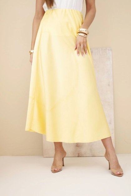 Spódnica damska wiskozowa rozkloszowana żółta