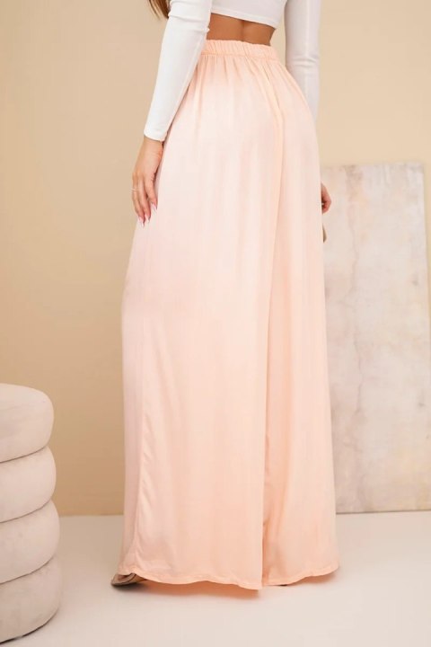 Spodnie damskie wiskozowe szerokie z gumką w pasie morelowe