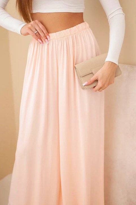 Spodnie damskie wiskozowe szerokie z gumką w pasie morelowe