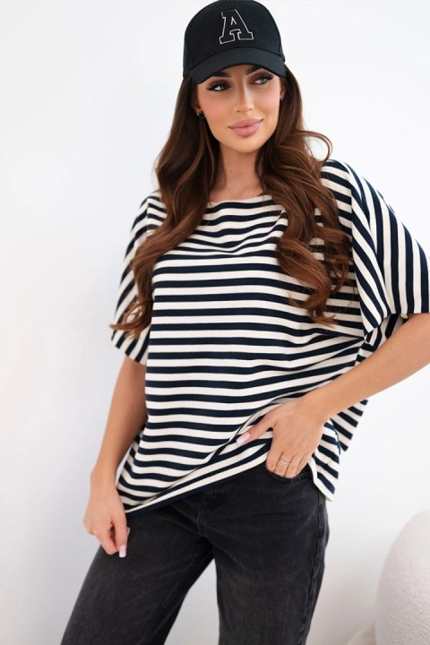 Czarna bluzka damska bawełniana w paski