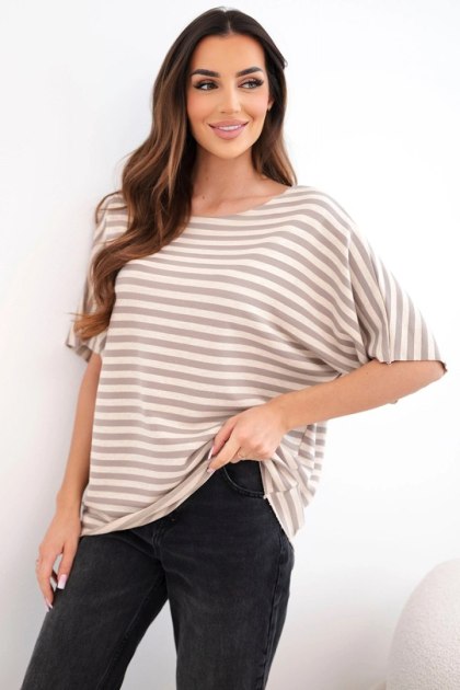 Bluzka damska bawełniana w paski z krótkim rękawem fango