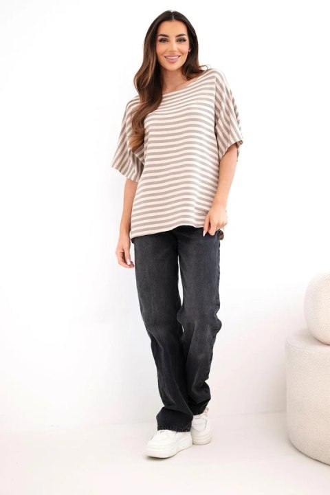 Bluzka damska bawełniana w paski z krótkim rękawem fango