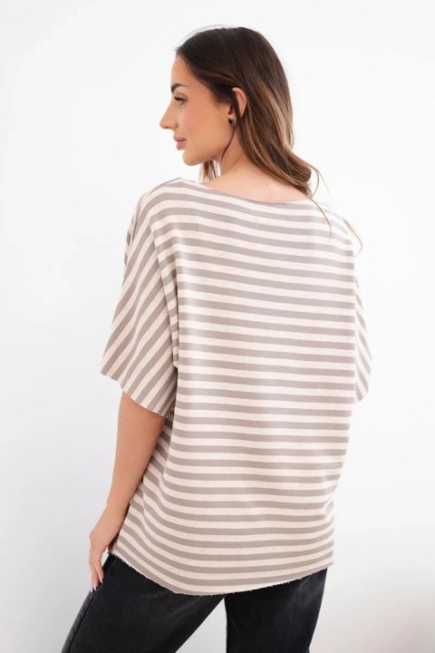 Bluzka damska bawełniana w paski z krótkim rękawem fango