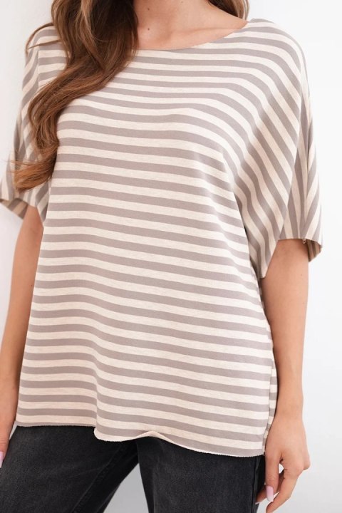 Bluzka damska bawełniana w paski z krótkim rękawem fango