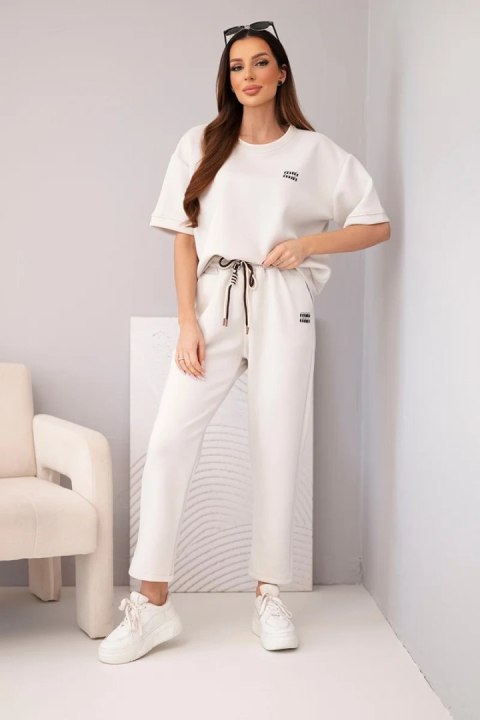 Jasnobeżowy komplet damski wiskozowy masełko