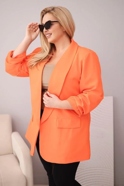 Marynarka damska Plus Size elegancka pomarańczowa