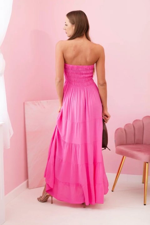 Sukienka damska wiskozowa z elastyczną górąb różowa