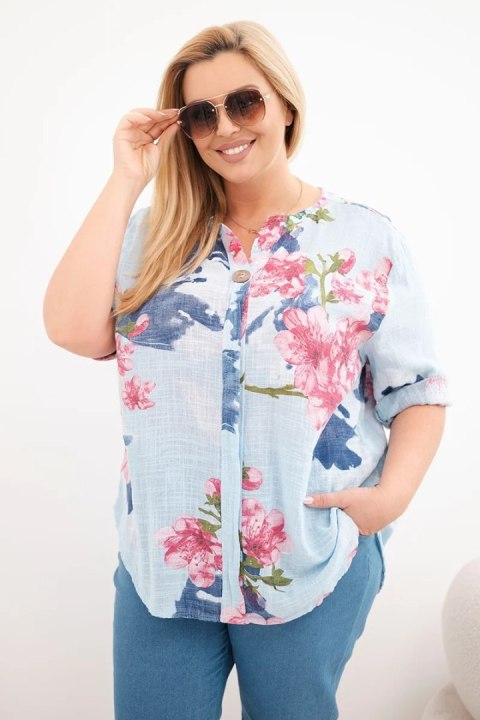 Bluzka damska Plus Size bawełniana w kwiatowy wzór