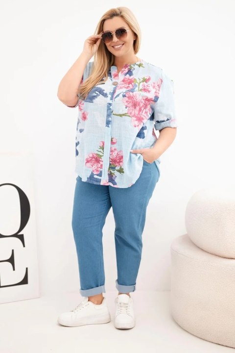 Bluzka damska Plus Size bawełniana w kwiatowy wzór