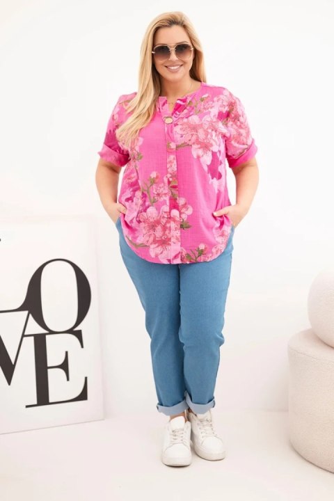 Bluzka damska Plus Size bawełniana w kwiatowy wzór