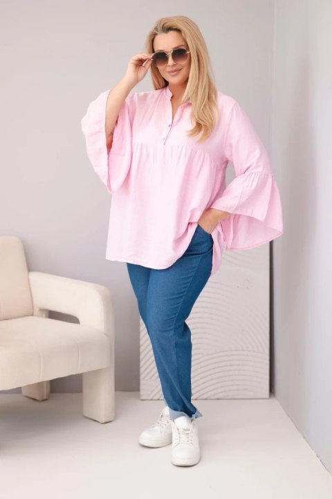 Bluzka damska wiskozowa Plus Size cukierkowy róż