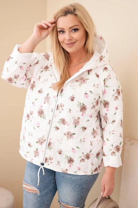 Kurtka damska wiosenna Plus Size w drobne kwiaty