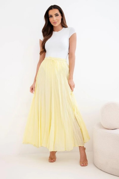 Spódnica damska maxi bawełniana z gumką w pasie żółta