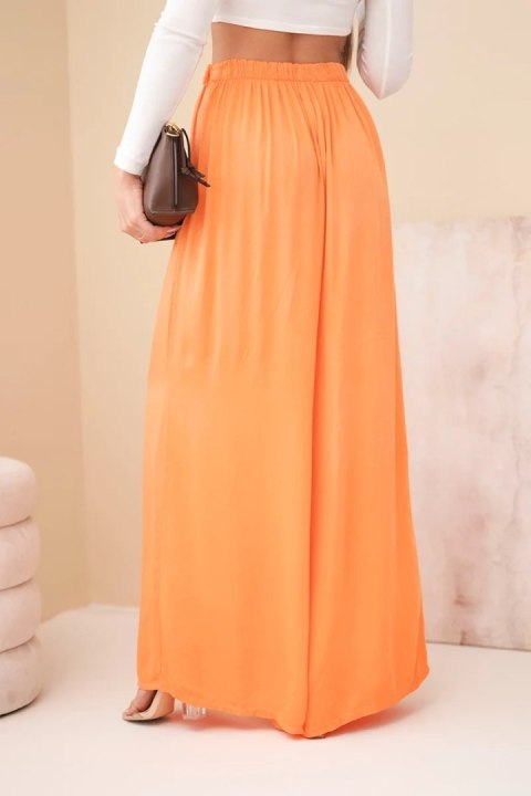 Spodnie damskie wiskozowe szerokie z gumką w pasie pomarańczowe