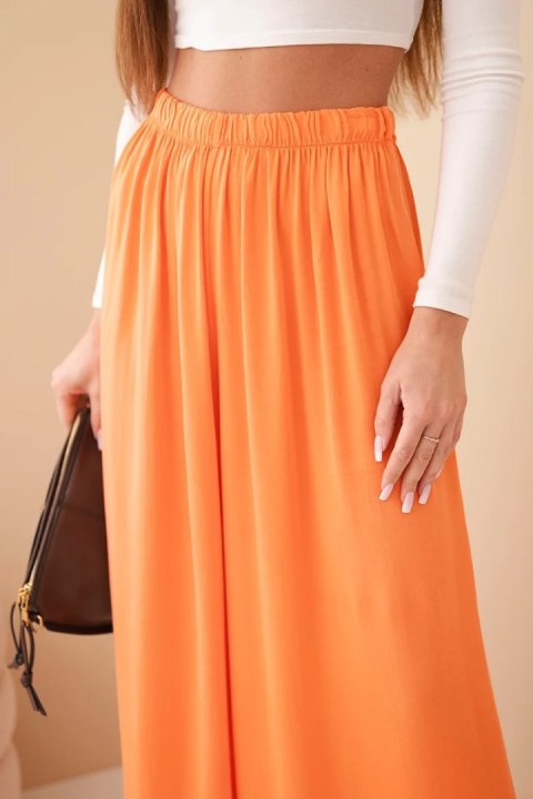 Spodnie damskie wiskozowe szerokie z gumką w pasie pomarańczowe