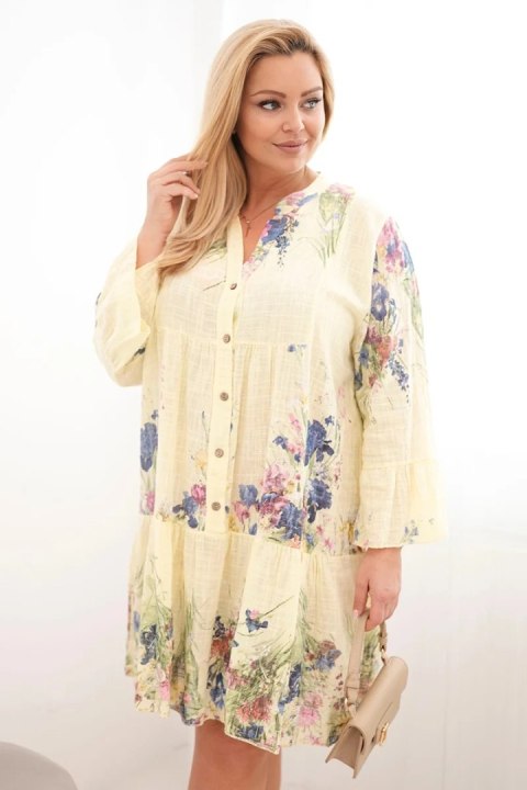 Żółta sukienka bawełniana Plus Size w kwiatowy wzór