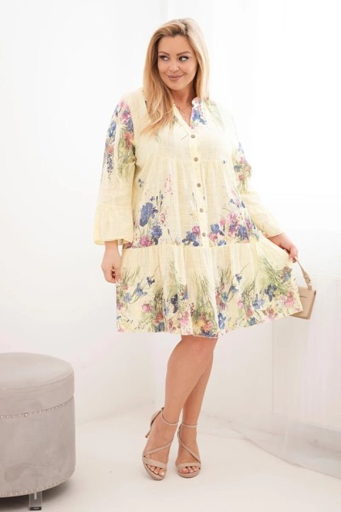Żółta sukienka bawełniana Plus Size w kwiatowy wzór