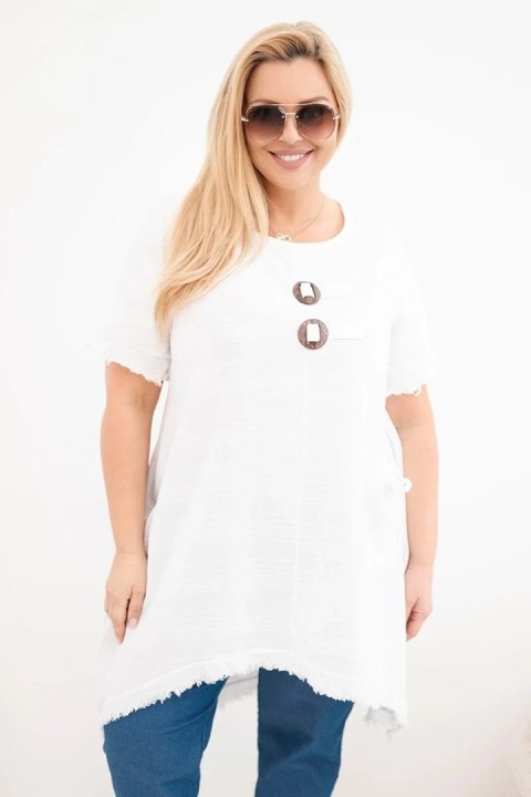 Biała sukienka bawełniana Plus Size z dłuższym tyłem