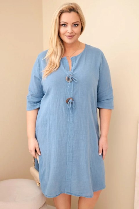 Bawełniana sukienka Plus Size w kolorze jeansowym