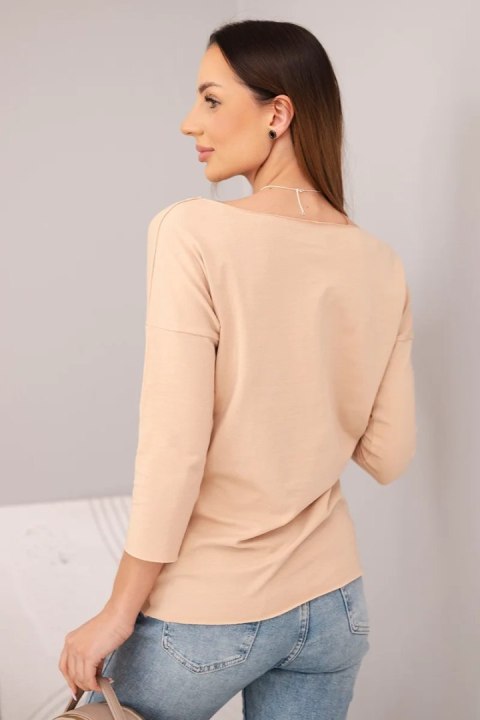 Bluzka damska z dekoltem w łódkę beżowa