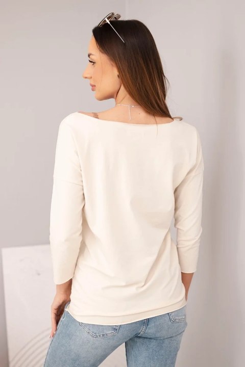 Bluzka damska z dekoltem w łódkę jasno beżowa