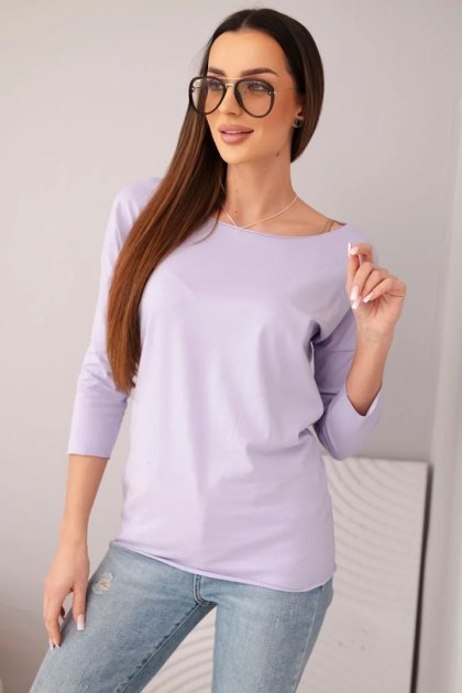 Bluzka damska z dekoltem w łódkę jasno fioletowa