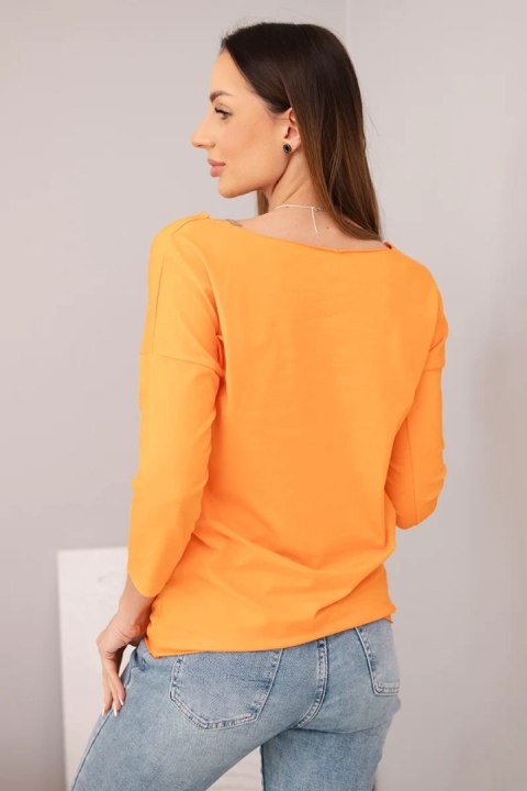 Bluzka damska z dekoltem w łódkę pomarańczowa