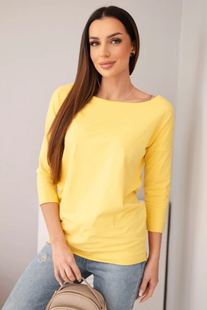Bluzka damska z dekoltem w łódkę żółta