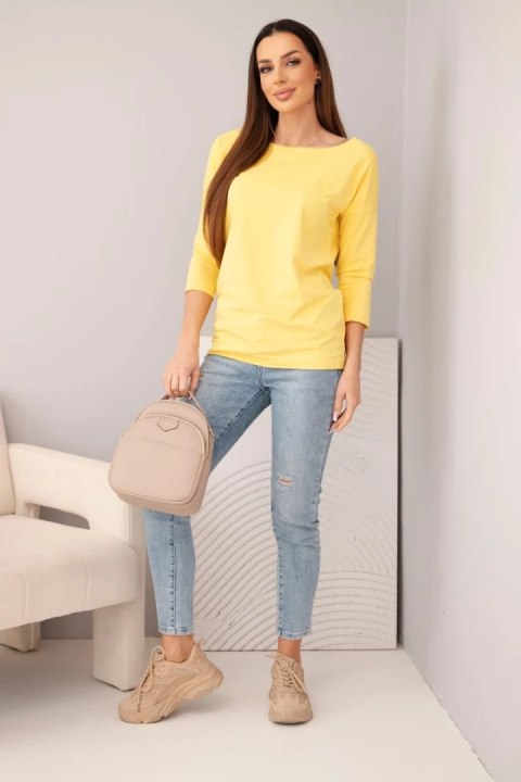 Żółta bluzka damska z dekoltem w łódkę