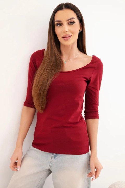 Bordowa bluzka damska z okrągłym dekoltem