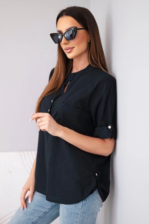 Czarna bluzka damska koszulowa z bawełny