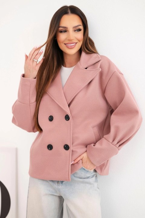 Krótka kurtka damska dwurzędowa z kołnierzem