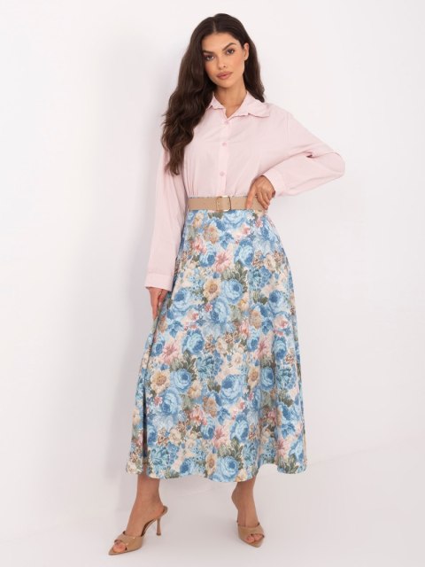 Jasno niebieska elegancka spódnica w kwiaty