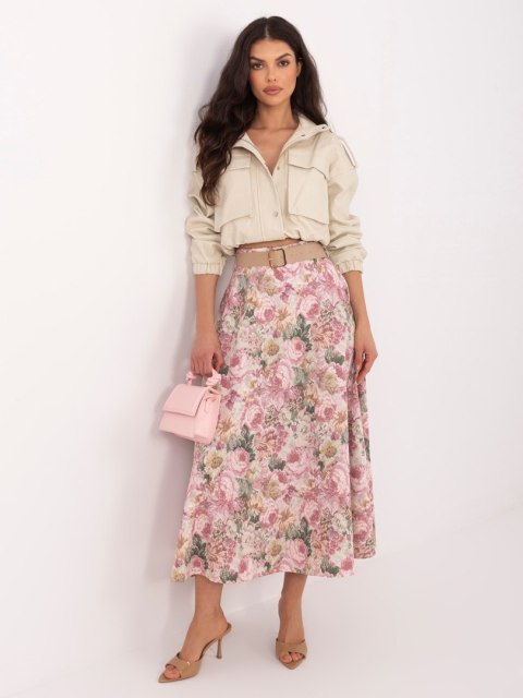 Ciemno różowa elegancka spódnica w kwiaty