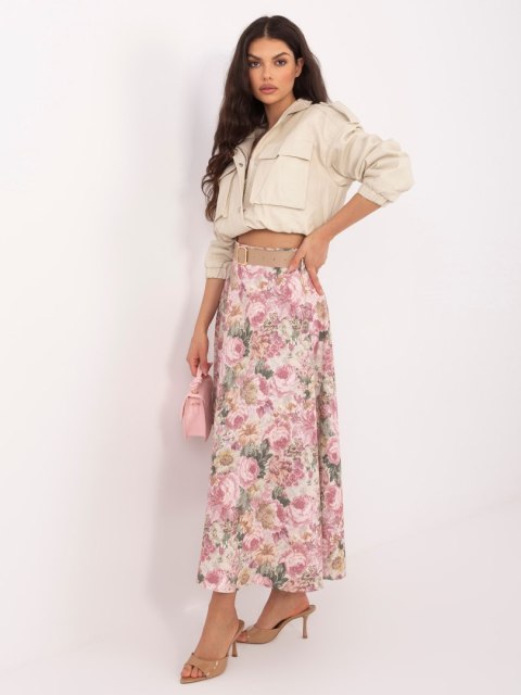 Ciemno różowa elegancka spódnica w kwiaty