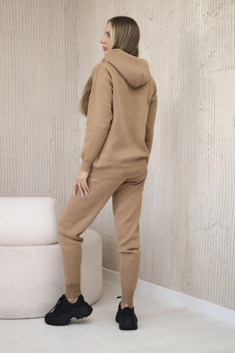 Komplet sweterkowy Bluza + Spodnie camelowy