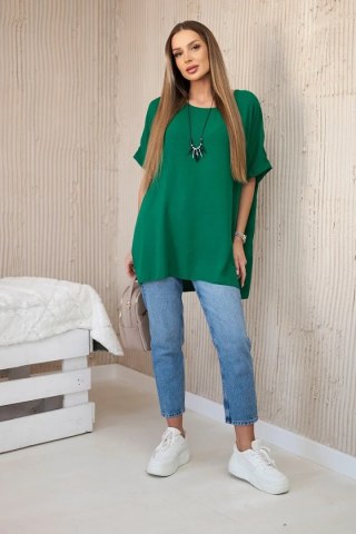 Bluzka oversize z wisiorkiem zielona