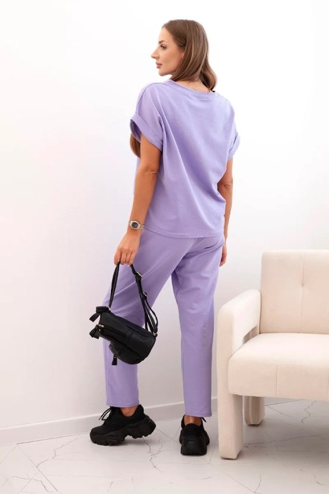 Komplet bawełniany bluzka + spodnie jasny fioletowy