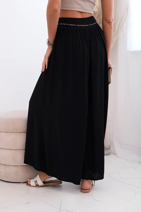 Spodnie damskie z wiskozy z szeroką nogawką czarne